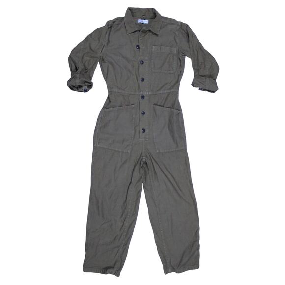 Madewell As Ever Coveralls jumpsuit sz S olive brown utility farm work - Picture 3 of 6